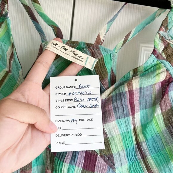 Free People Green Plaid Halter Strappy Tank Top Women's Size X-Small XS - Picture 4 of 4
